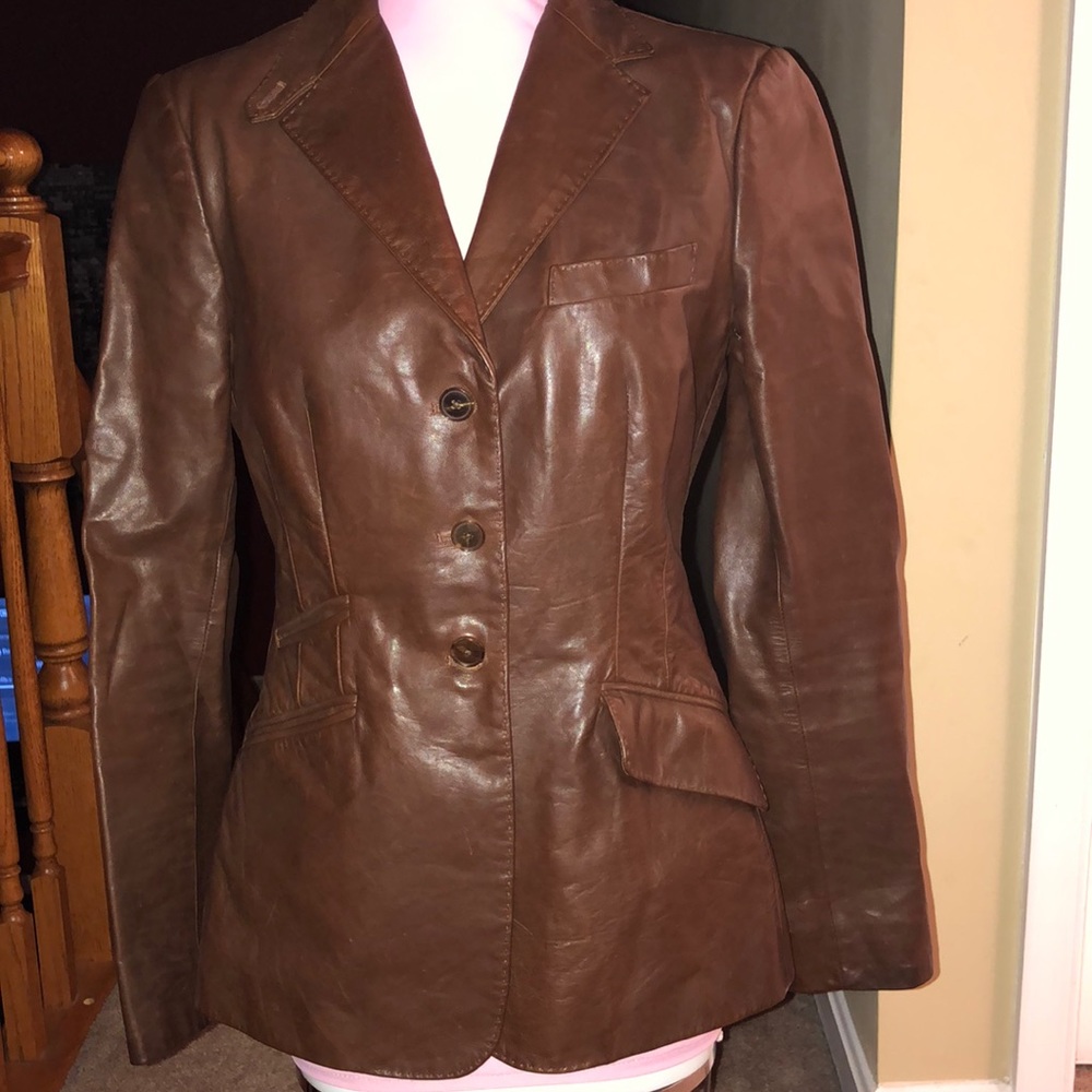 Ralph Lauren Brown Leather Blazer